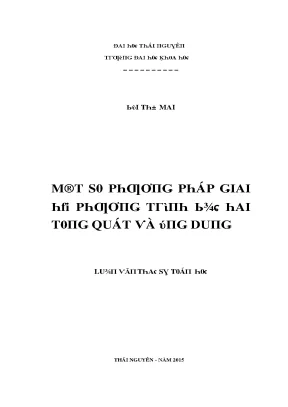 Luận văn một số phương pháp giải hệ phương trình bậc hai tổng quát và ứng dụng