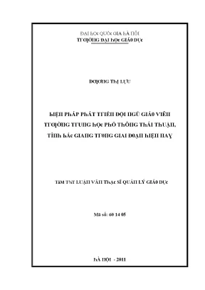 Luận văn biện pháp phát triển đội ngũ giáo viên trường trung học phổ thông thái thuận tỉnh bắc giang trong giai đoạn hiện nay