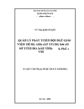 Luận văn quản lý phát triển đội ngũ giảng viên tiếng anh cấp trung học cơ sở trên địa bàn tỉnh vĩnh phúc