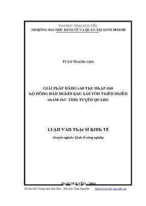 Luận văn giải pháp nâng cao thu nhập cho hộ nông dân nghèo khu bảo tồn thiên nhiên cham chu tỉnh tuyên quang