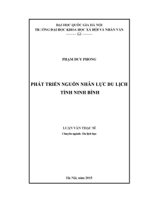 Luận văn thạc sĩ phát triển nguồn nhân lực du lịch tỉnh ninh bình