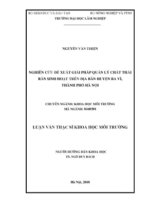 Luận văn nghiên cứu đề xuất giải pháp quản lý chất thải rắn sinh hoạt trên địa bàn huyện ba vì thành phố hà nội