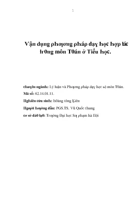 Luận văn vận dụng phương pháp dạy học hợp tác trong môn toán ở tiểu học