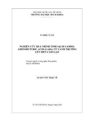 Luận văn thạc sĩ công nghệ thực phẩm nghiên cứu quá trình tinh sạch gamma aminobutyric acid gaba từ canh trường lên men cám gạo