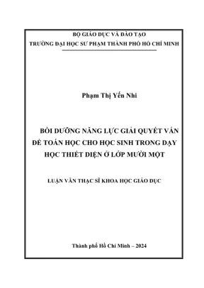 Luận văn thạc sĩ lý luận và phương pháp dạy học môn toán bồi dưỡng năng lực giải quyết vấn đề toán học cho học sinh trong dạy học thiết diện ở lớp mười một