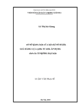 Luận văn cơ sở khoa học của bộ chỉ số đánh giá năng lực cạnh tranh áp dụng cho các trường đại học