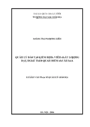 Luận văn quản lý hoạt động đào tạo kiểm định viên chất lượng dạy nghề theo quan điểm chuẩn hóa