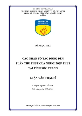 Luận văn các nhân tố tác động đến tuân thủ thuế của người nộp thuế tại tỉnh sóc trăng