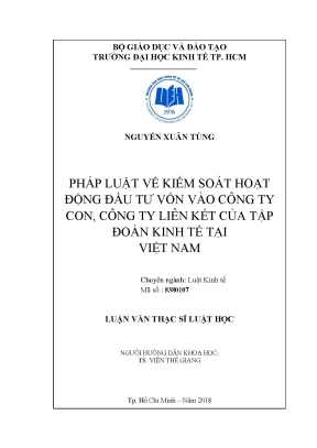 Luận văn pháp luật về kiểm soát hoạt động đầu tư vốn vào công ty con công ty liên kết của tập đoàn kinh tế tại việt nam