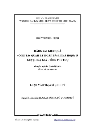 Luận văn nâng cao hiệu quả công tác quản lý ngân sách nhà nước ở huyện hạ hòa tỉnh phú thọ