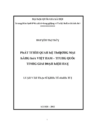 Luận văn phát triển quan hệ thương mại hàng hóa việt nam trung quốc trong giai đoạn hiện nay