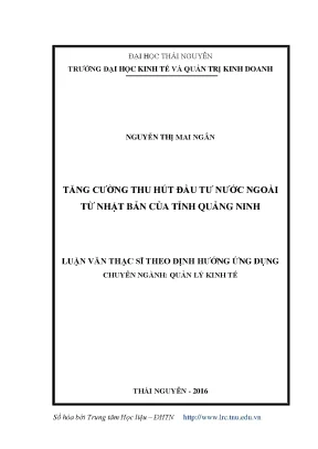 Luận văn tăng cường thu hút đầu tư nước ngoài từ nhật bản của tỉnh quảng ninh
