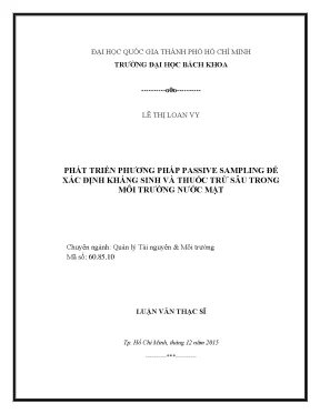 Luận văn thạc sĩ quản lý tài nguyên và môi trường phát triển phương pháp passive sampling để xác định kháng sinh và thuốc trừ sâu trong môi trường nước mặt