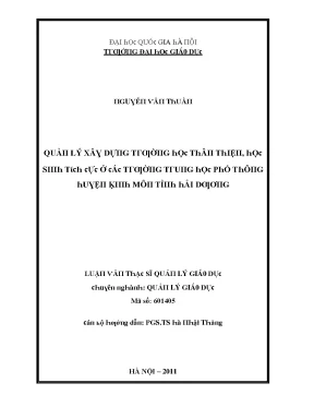 Luận văn quản lý xây dựng trường học thân thiện học sinh tích cực ở các trường trung học phổ thông huyện kinh môn tỉnh hải dương