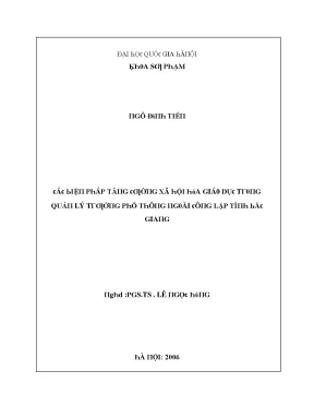 Luận văn các giải pháp tăng cường xã hội hoá giáo dục trong quản lý trường phổ thông ngoài công lập tỉnh bắc giang trong giai đoạn hiện nay