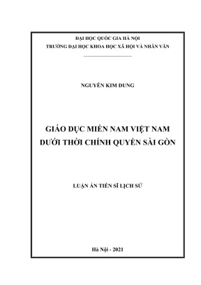 Luận án tiến sĩ lịch sử giáo dục miền nam việt nam dưới thời chính quyền sài gòn