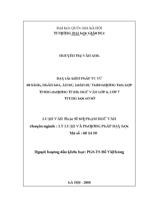 Luận văn dạy các biện pháp tu từ so sánh nhân hóa ẩn dụ hoán dụ theo hướng tích hợp trong chương trình ngữ văn lớp 6 lớp 7 trung học cơ sở
