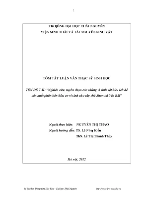Luận văn nghiên cứu tuyển chọn các chủng vi sinh vật hữu ích để sản xuất phân bón hữu cơ vi sinh cho cây chè shan tại yên bái