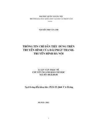 Luận văn thạc sĩ thông tin chỉ dẫn tiêu dùng trên truyền hình của đài phát thanh truyền hình hà nội