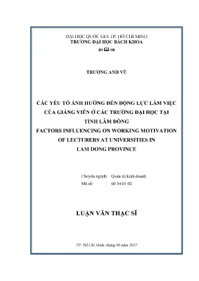 Luận văn thạc sĩ quản trị kinh doanh các yếu tố ảnh hưởng đến động lực làm việc của giảng viên ở các trường đại học tại tỉnh lâm đồng
