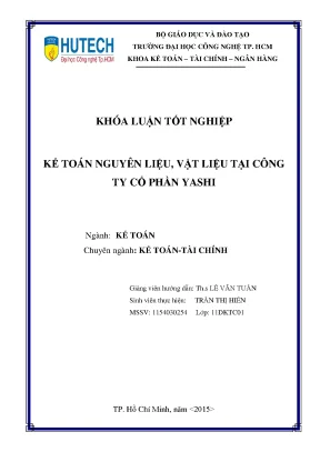Luận văn kế toán nguyên liệu vật liệu tại công ty cổ phần yashi