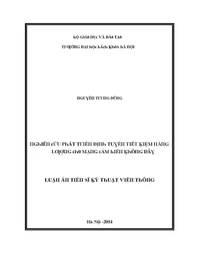 Luận văn nghiên cứu phát triển định tuyến tiết kiệm năng lượng cho mạng cảm biến không dây