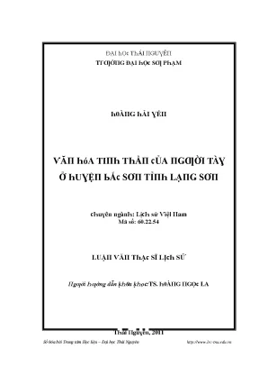 Luận văn văn hóa tinh thần của người tày ở huyện bắc sơn tỉnh lạng sơn