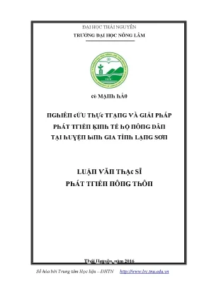 Luận văn nghiên cứu thực trạng và giải pháp phát triển kinh tế hộ nông dân tại huyện bình gia tỉnh lạng sơn
