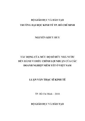 Luận văn thạc sĩ tác động của mức độ sở hữu nhà nước đến hành vi điều chỉnh lợi nhuận của các doanh nghiệp niêm yết ở việt nam