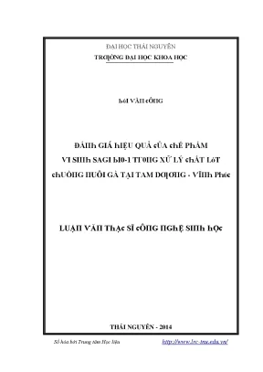 Luận văn đánh giá hiệu quả của chế phẩm vi sinh sagi bio 1 trong xử lý chất lót chuồng nuôi gà tại tam dương vĩnh phúc