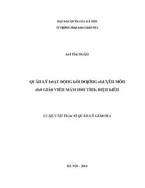 Luận văn quản lý hoạt động bồi dưỡng chuyên môn cho giáo viên mầm non tỉnh điện biên