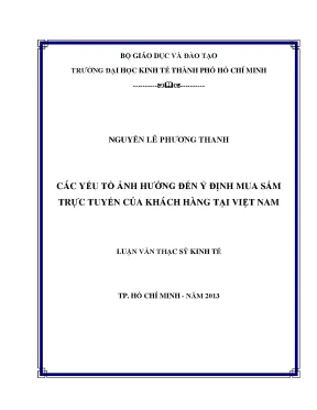 Luận văn các yếu tố ảnh hưởng đến ý định mua sắm trực tuyến của khách hàng tại việt nam luận văn thạc sĩ