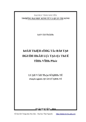 Luận văn hoàn thiện công tác đào tạo nguồn nhân lực tại cục thuế tỉnh vĩnh phúc
