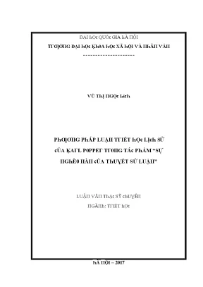 Luận văn phương pháp luận triết học lịch sử của karl popper trong tác phẩm sự nghèo nàn của thuyết sử luận