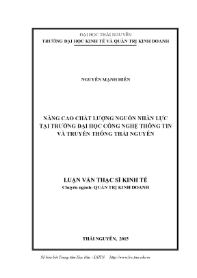 Luận văn nâng cao chất lượng nguồn nhân lực tại trường đại học công nghệ thông tin và truyền thông