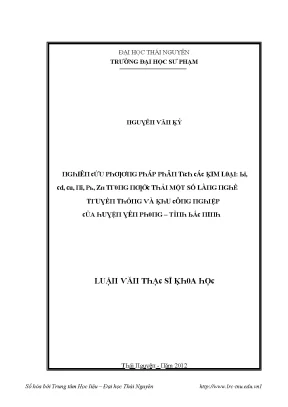 Luận văn nghiên cứu phương pháp phân tích các kim loại bi cd cu ni pb zn trong nước thải một số làng nghề truyền thống và khu công nghiệp của huyện yên phong tỉnh bắc ninh