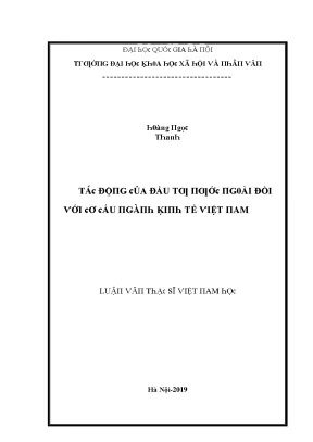 Luận văn tác động của đầu tư nước ngoài đối với cơ cấu ngành kinh tế việt nam