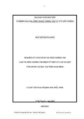 Luận văn nghiên cứu giải pháp an toàn thông tin bảo vệ cổng thông tin điện tử một cửa cấp huyện ứng dụng cài đặt tại tỉnh nam định