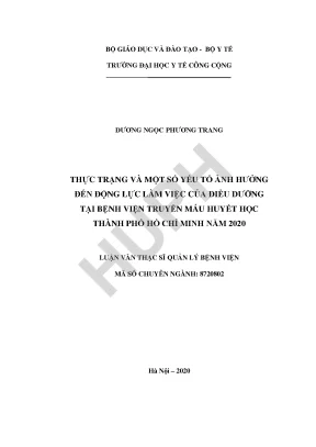 Thực trạng và một số yếu tố ảnh hưởng đến động lực làm việc của điều dưỡng tại bệnh viện truyền máu huyết học thành phố hồ chí minh năm 2020