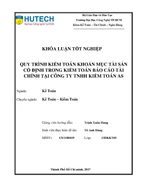 Luận văn quy trình kiểm toán khoản mục tài sản cố định trong kiểm toán báo cáo tài chính tại công ty tnhh kiểm toán as