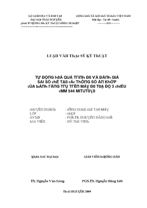 Luận văn tự động hóa quá trình đo và đánh giá sai số chế tạo các thông số ăn khớp của bánh răng trụ trên máy đo toạn độ 3 chiều cmm 544 mitutoyo