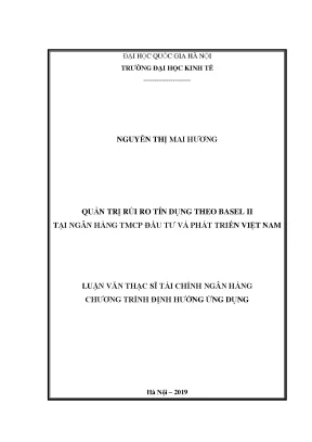 Luận văn quản trị rủi ro tín dụng theo basel ii tại ngân hàng tmcp đầu tư và phát triển việt nam