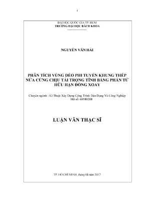 Luận văn thạc sĩ kỹ thuật xây dựng phân tích vùng dẻo phi tuyến khung thép nửa cứng chịu tải trọng tĩnh bằng phần tử hữu hạn đồng xoay