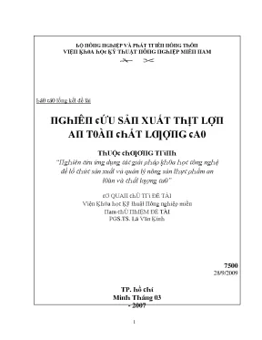 Nghiên cứu sản xuất thịt lợn an toàn chất lượng cao