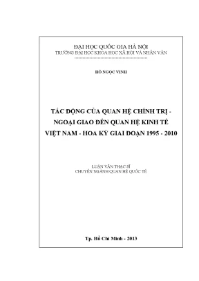 Luận văn thạc sĩ tác động của quan hệ chính trị ngoại giao đến quan hệ kinh tế việt nam hoa kỳ giai đoạn 1995 2010