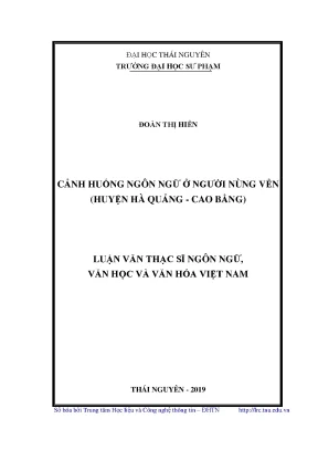 Luận văn cảnh huống ngôn ngữ ở người nùng vẻn huyện hà quảng cao bằng