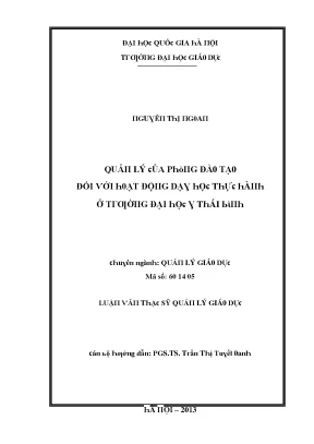 Luận văn biện pháp quản lý của phòng đào tạo đối với hoạt động dạy học thực hành ở trường đại học y thái bình