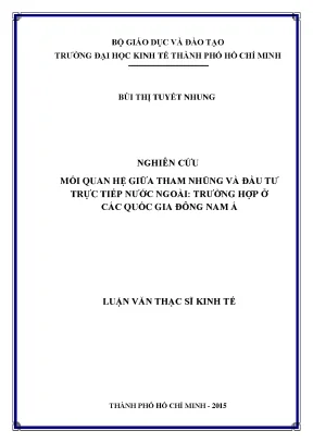 Luận văn nghiên cứu mối quan hệ giữa tham nhũng và đầu tư trực tiếp nước ngoài trường hợp ở các quốc gia đông nam á