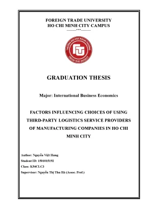 Graduation thesis international business economics factors influencing choices of using third party logistics service providers of manufacturing companies in ho chi minh city