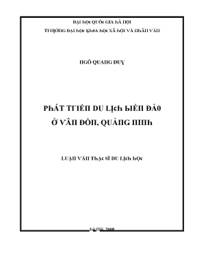Luận văn phát triển du lịch biển đảo ở vân đồn quảng ninh